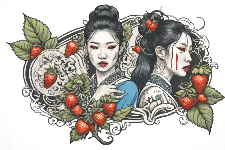 Korean Girl Mystic With Strawberries