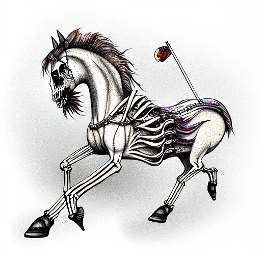 Skeleton Riding Ghost Horse