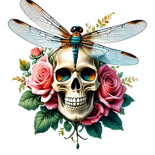 Roses Skull Dragonfly