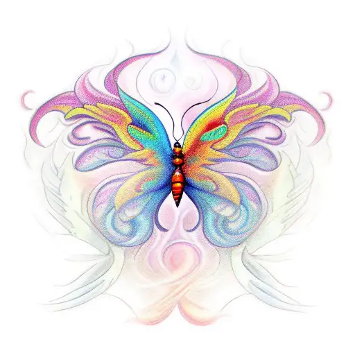 A Butterfly Changing Into A Beautiful Fiery Phoenix