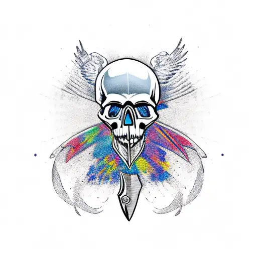 Skull And Knife With Eagle