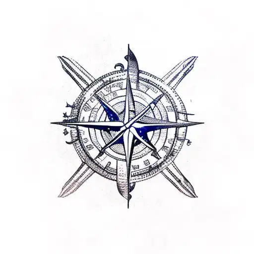 Pirate Ship With A Kraken And A Compass