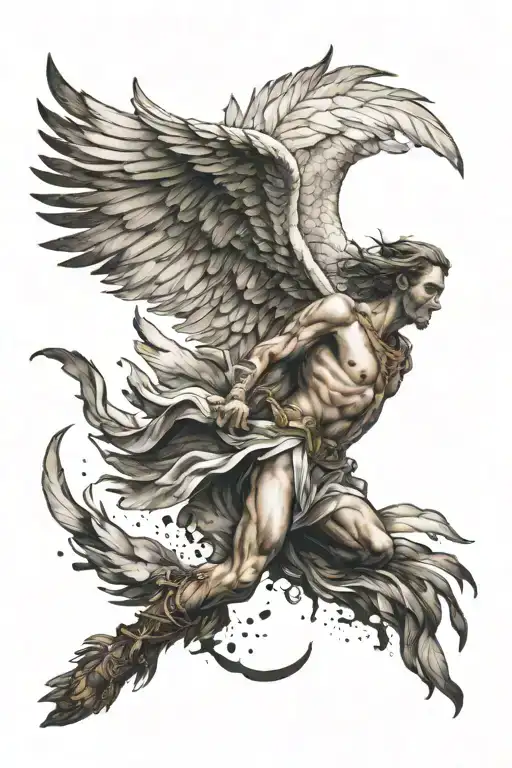 Icarus Falling Angel With Feathers