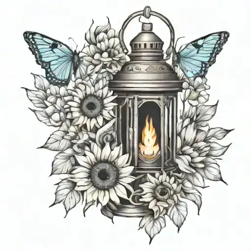 Lantern Amd Sunflower Blooming