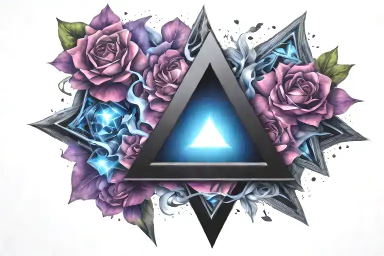 Upsidedown Black Triangle Craft With Blue Purple Glow