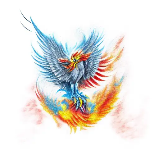 Man Falling And Become A Phoenix