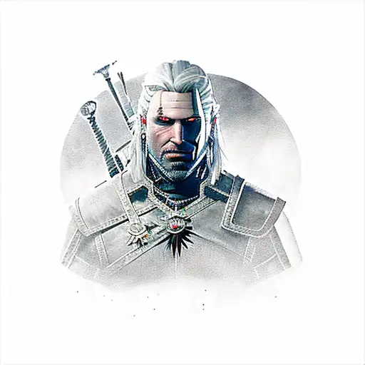 A Dark And Mysterious Tattoo Showcasing Geralt Of Rivia From The Witcher 3 In A Menacing Pose