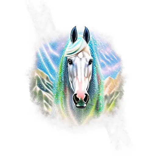 Female Horse From The Mountain In Metal Elements