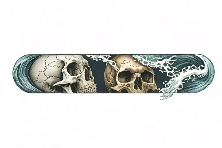 Sea Waves With A Moon Skull