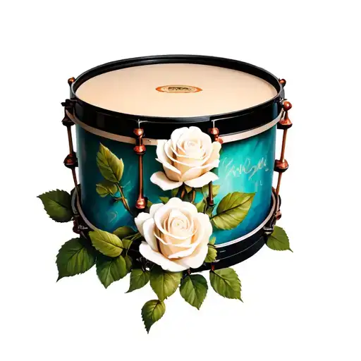 Drum With White Rose Surrounded