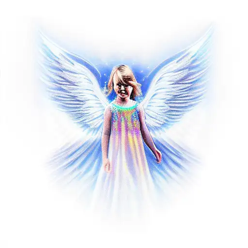 Angel With Wings Made Of Light