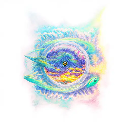 Deep Ocean Transition To Sunset Transition To Outer Space