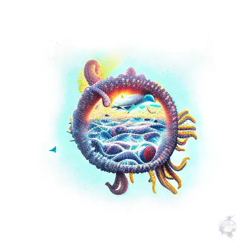 Deep Sea Transition Up Into A Sunset