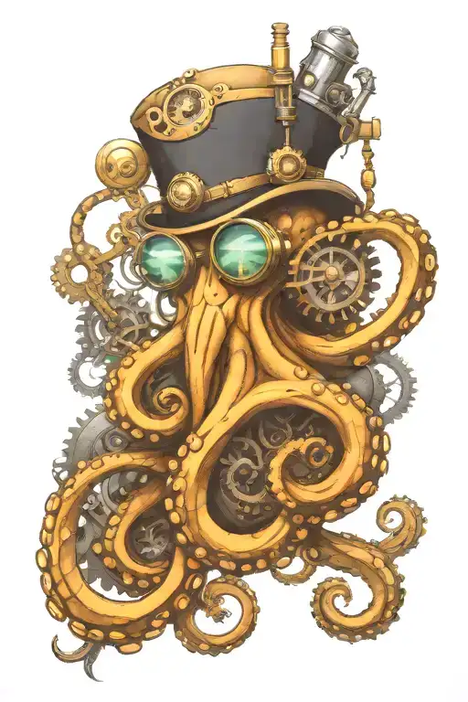 Steampunk Octopus Wearing Monocle
