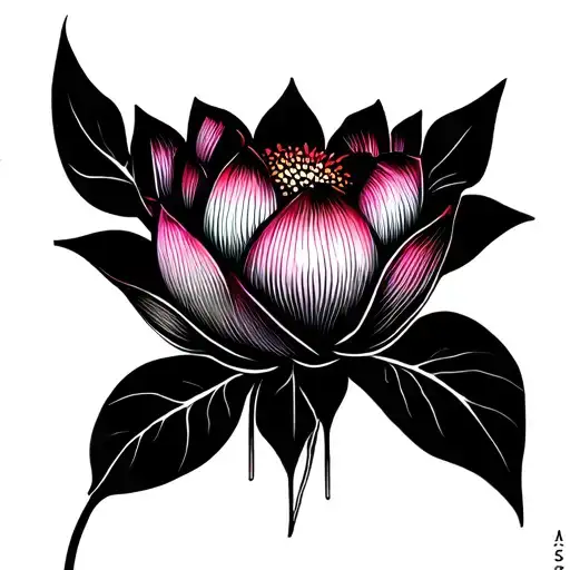 Lotus And Heart Beat Line Art