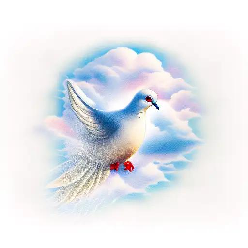 Dove In Heaven With Clouds