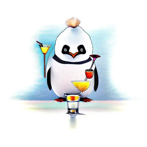 Penguin In Shorts And A Cocktail