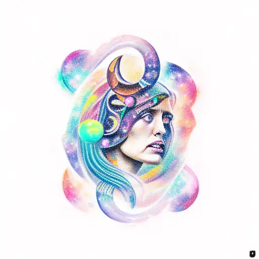 Libra Zodiac Sign With Woman In Galaxy