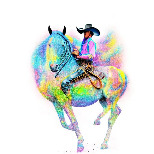 Cowboy On Horse With Psychedelic Galaxy