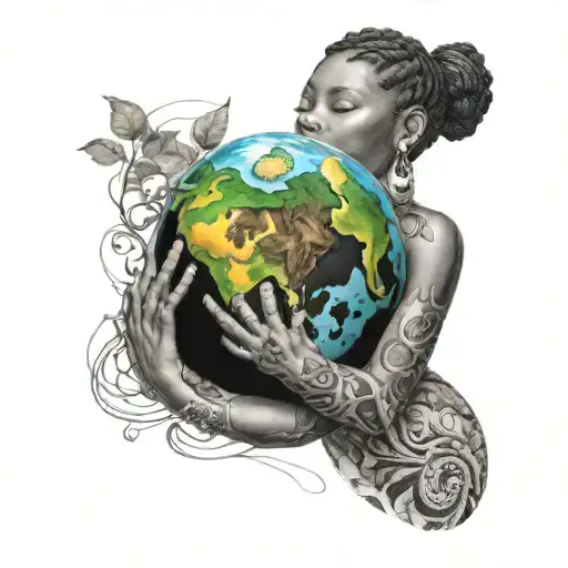 Black Woman Holding Earth