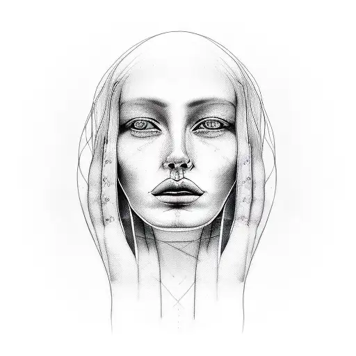 Single Line Hands Holding Outline Of Womens Face