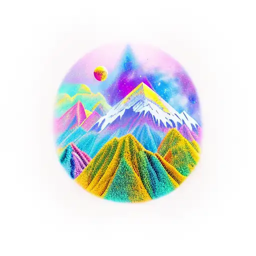 Colorful Space With Mountains