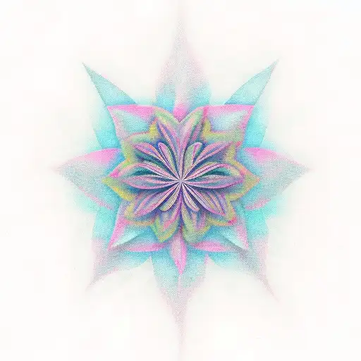 A Trippy Psychedelic Tattoo Of A Weed Flower With Astrology Symbols Incorporated