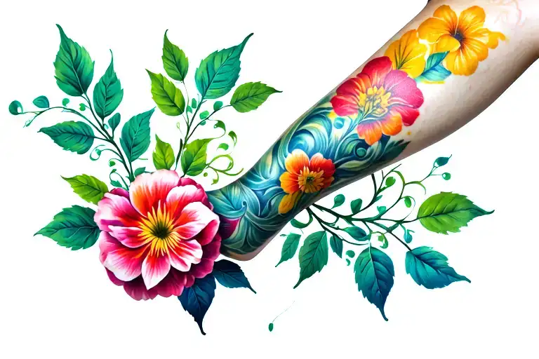 Flower Vine Wrapped Around Forearm