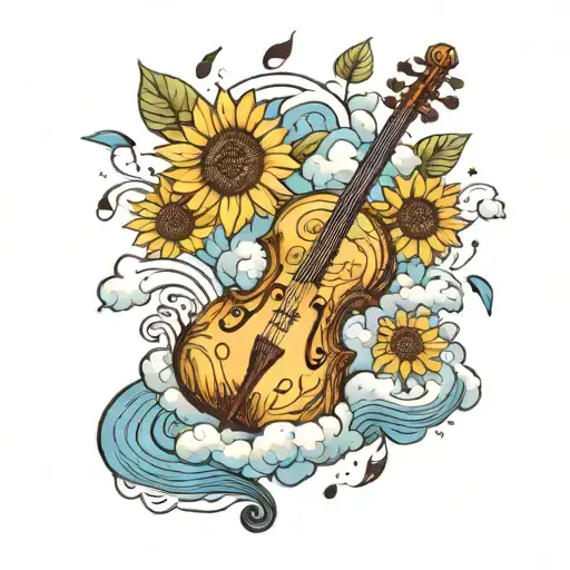Double Bass Orchestra Clouds Filled In With Trippy Graphics Sunflower Bass Clef