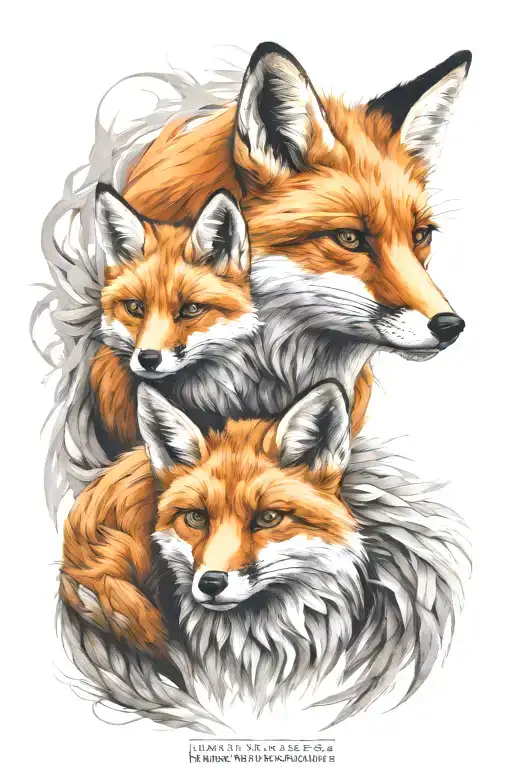 Fox Protective Dad Mom With Two Kits