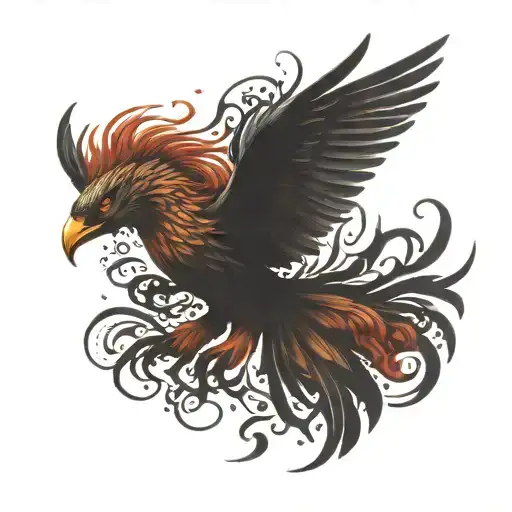 Phoenix Flying Up With Tail Straight Down