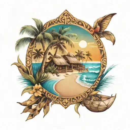 Tribal With Beach Scene Inside