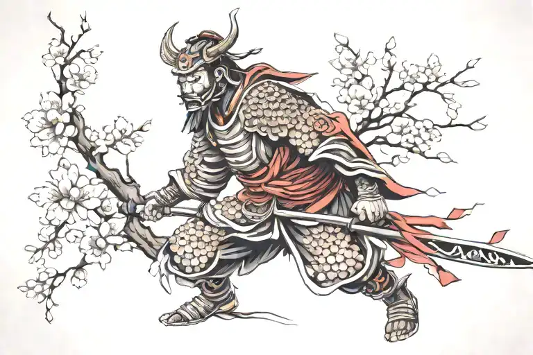 Samurai Tattoo Cherry Blossoms Wrapped