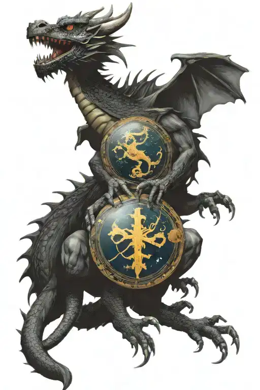 Dragon Holding Astrology Symbols In Each Hand