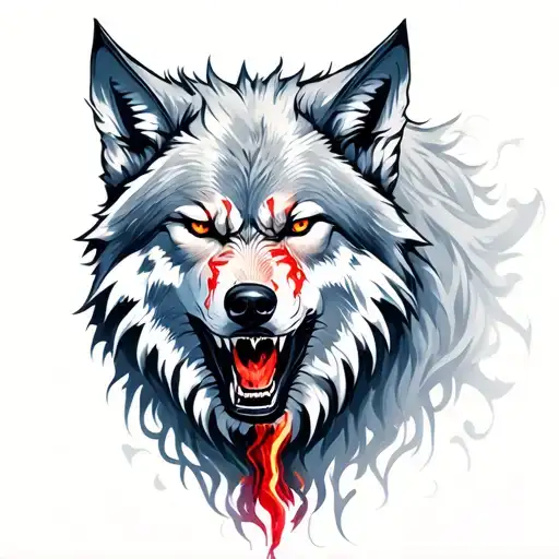 Wolf In The Appearance Of A Demon With A Scar