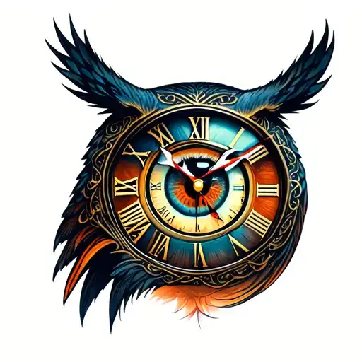 Owl Clock Eye Symbol Integrated