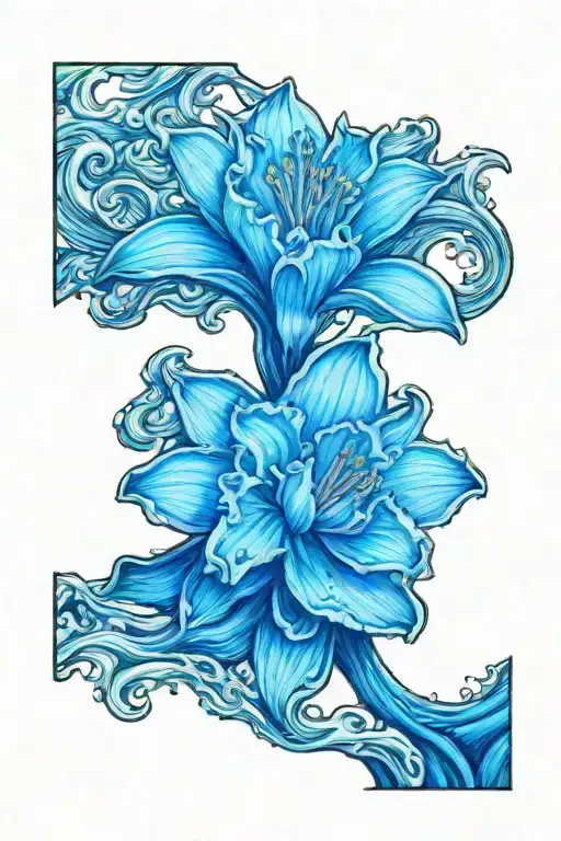 Sassy Daffodil Bud Bursting Through Vibrant Blue Ocean Wave