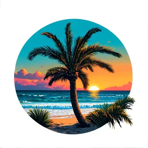 California Beach Sunset Background Palm Trees In N Out