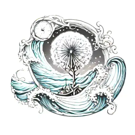 Dandelion Engulfed In A Wave