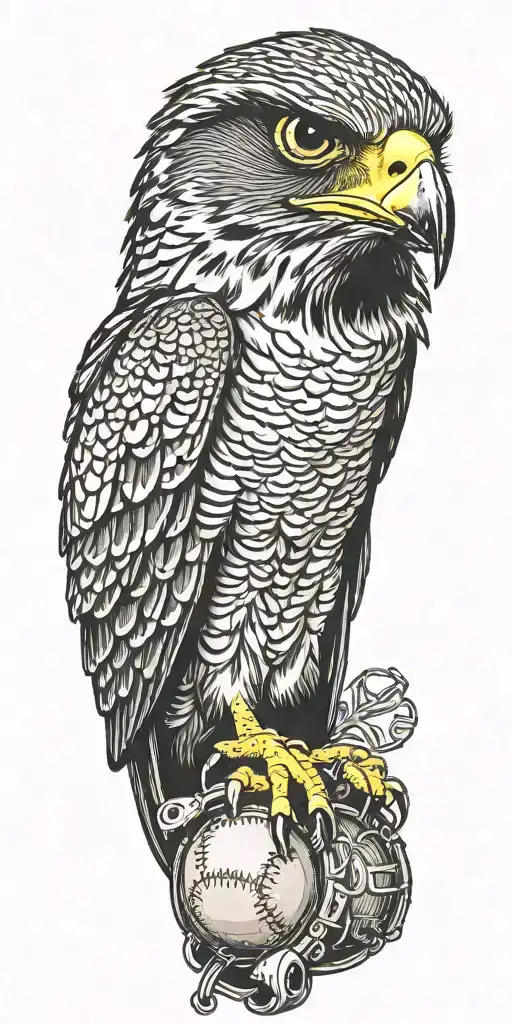 Falcon King Sitting On A Giant Baseball Diamond