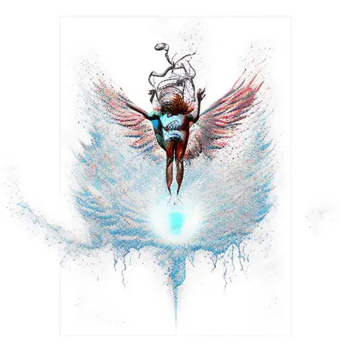 Icarus Falling From Sky With Melting Wings