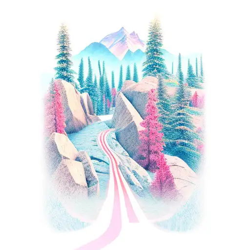 Mountain Scene With Curvy Path