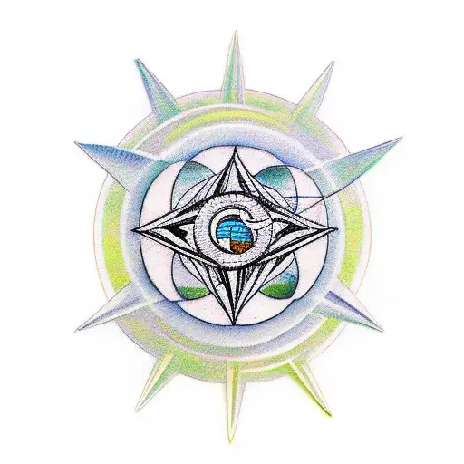 A Minimalist Tattoo Of A Tarot Card Featuring The Symbol Of A Smart City