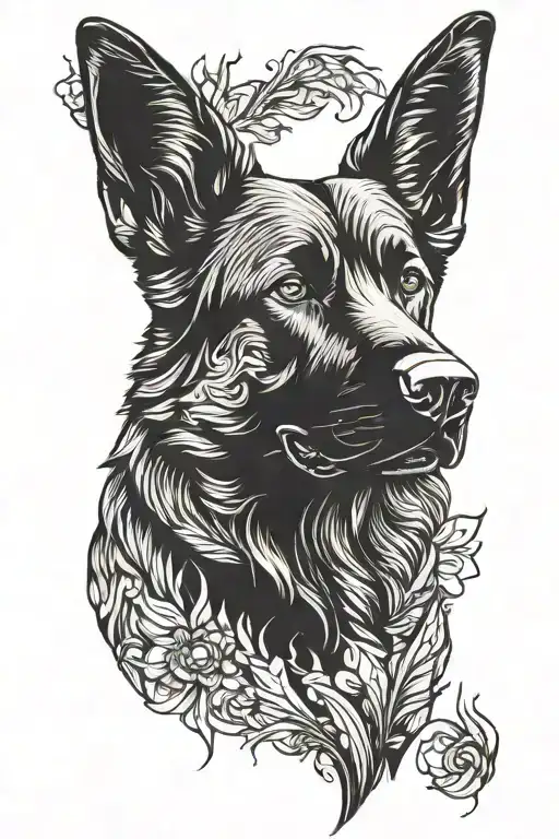 Black German Shepherd Silhouette Formed