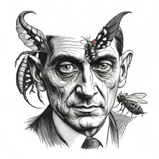 Franz Kafka Portrait With A Bug For A Tie