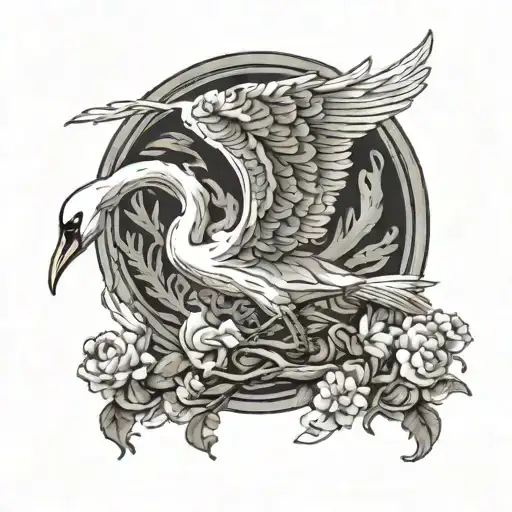 Swan Skeleton Flying