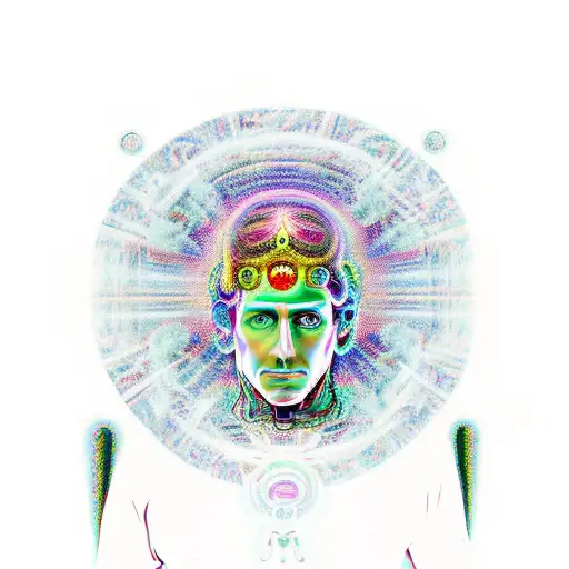 A Psychedelic Depiction Of Hermes Trismegisto Surrounded By Darkpsy Elements