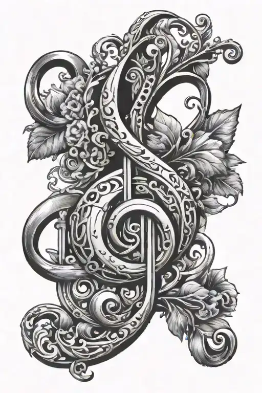 A Tattoo Design Incorporating A Treble Clef And Heart To Represent Your Love For Music