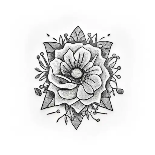 A Minimalist Tattoo Of A Police Badge Surrounded By Blooming Flowers