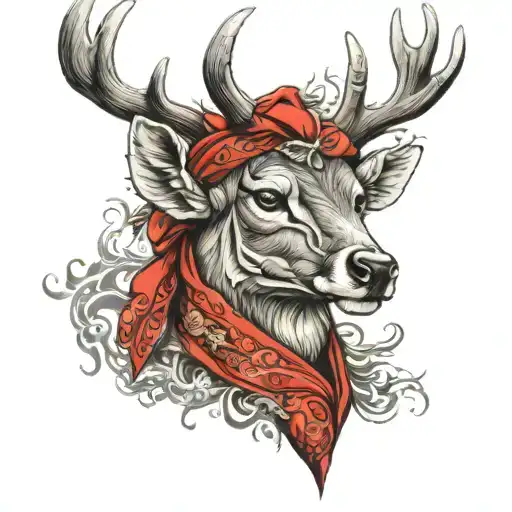 Deer Spirit Red Bandana